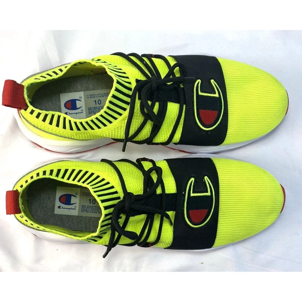 Champion Hype Lo CPS10775M Men's 10m Sneaker Sox Collar Neon Yellow/Black